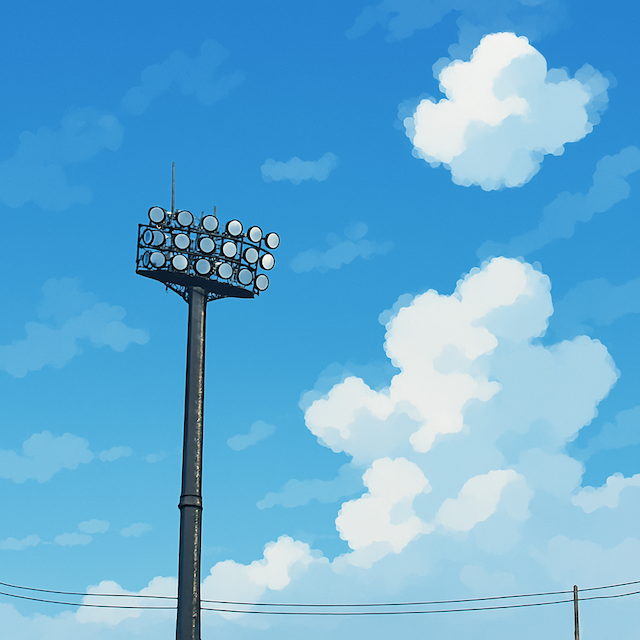 照明灯と青空イラスト