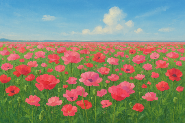 ポピー花畑イラスト