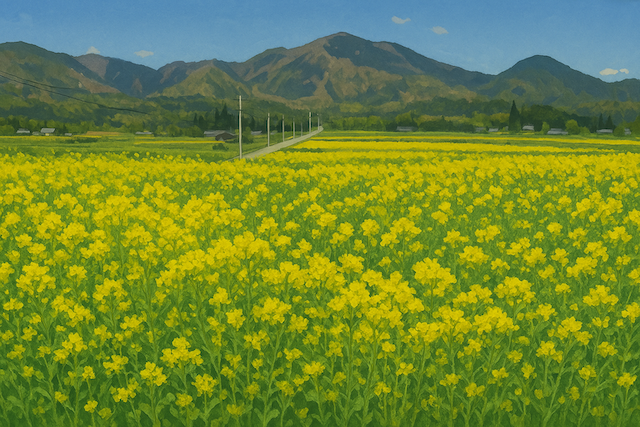 菜の花畑イラスト