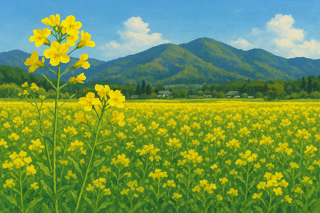 菜の花畑イラスト