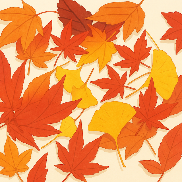 紅葉した落ち葉イラスト