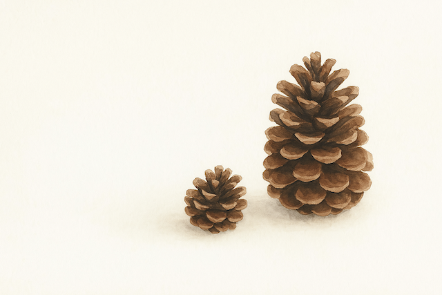 親子のまつぼっくりイラスト