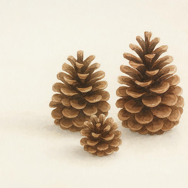 家族のまつぼっくりイラスト