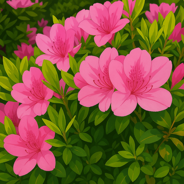 ピンクのツツジの花イラスト