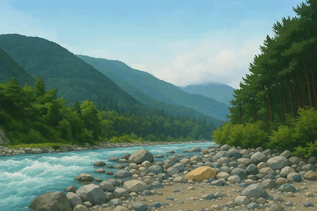 大自然の川イラスト