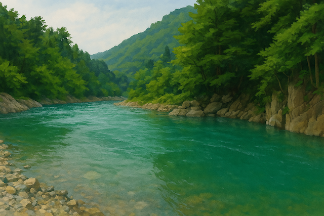 渓谷の川イラスト