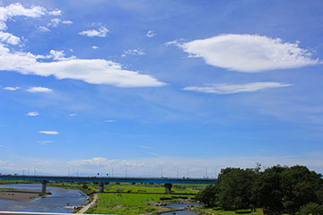 河川敷と青空